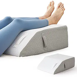 Leg Elevating Pillow, Leg Elevation Pillows for After Surgery, Swelling, Leg Pillow Elevation Blood Circulation, Leg Pillow for Pain Relief, Knee Pillow for Rest, 23.6×16.8×8 Inch White/Grey