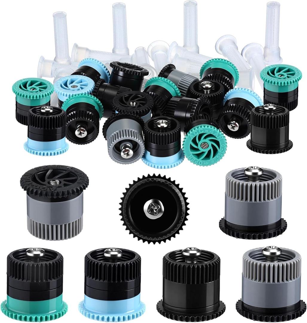 Honoson 16 Pcs Variable Arc Nozzle Radius High Efficiency Replacement Pop up Sprinkler Heads Compatible with Rainbird, Hunter, Orbit Pop-up Sprinklers(Green, Blue, Black,4/6/15/17 Van)