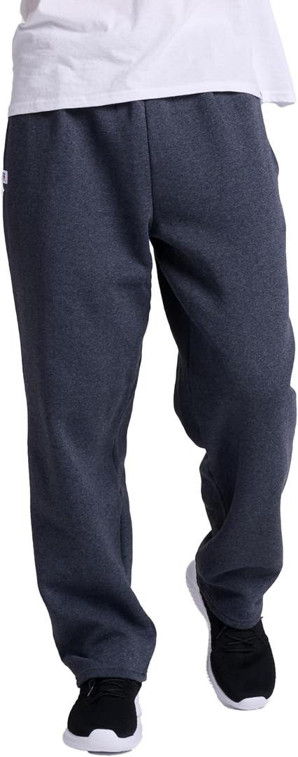 Russell Athletic Men's Dri-Power Open Bottom Fleece Pocket Pant, Black Heather, Small