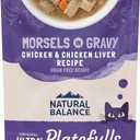 Natural Balance Original Ultra Platefulls Indoor Adult Grain Free Wet Cat Food, Chicken & Chicken Liver Recipe, 3 Ounce Pouch (Pack of 24) BB: 12/17/27