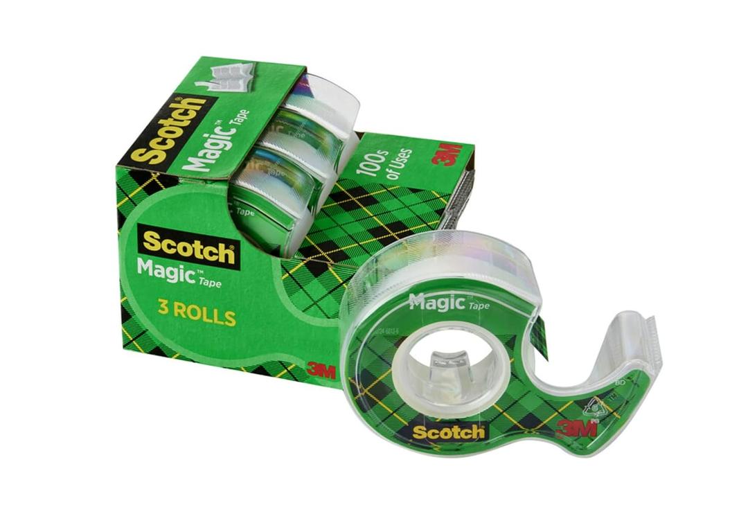 5 x Scotch Magic Tape, 3 Rolls (3/4 in x 300 in), Invisible Matte Finish, Writable, Photo-Safe, Resists Splitting and Tearing  Ideal for Home, Office and School
