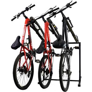 3 Bikes Stand Rack, Bikes Floor Stand for Garage, Indoor, Outdoor, Bicycle Parking Rack Fit 20-29 Mountain Road and Kids Bikes, Max Tire Width 2.9 Easy to Install, Black
