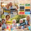 Beeveer 24 Designs Retirement Photo Booth Props Double Sided 11.02 x 5.51'' Photo Booth Props for Retirement Party Supplies Decorations DIY Water Proof Selfie Signs PVC Printing Party Favors