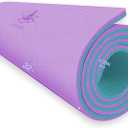 Hatha Yoga Extra Thick TPE Yoga Mat - 72"x 32" Thickness 1/2 Inch -Eco Friendly SGS Certified - With High Density Anti-Tear Exercise Bolster For Home Gym Travel & Floor Outside (Purple/Green)