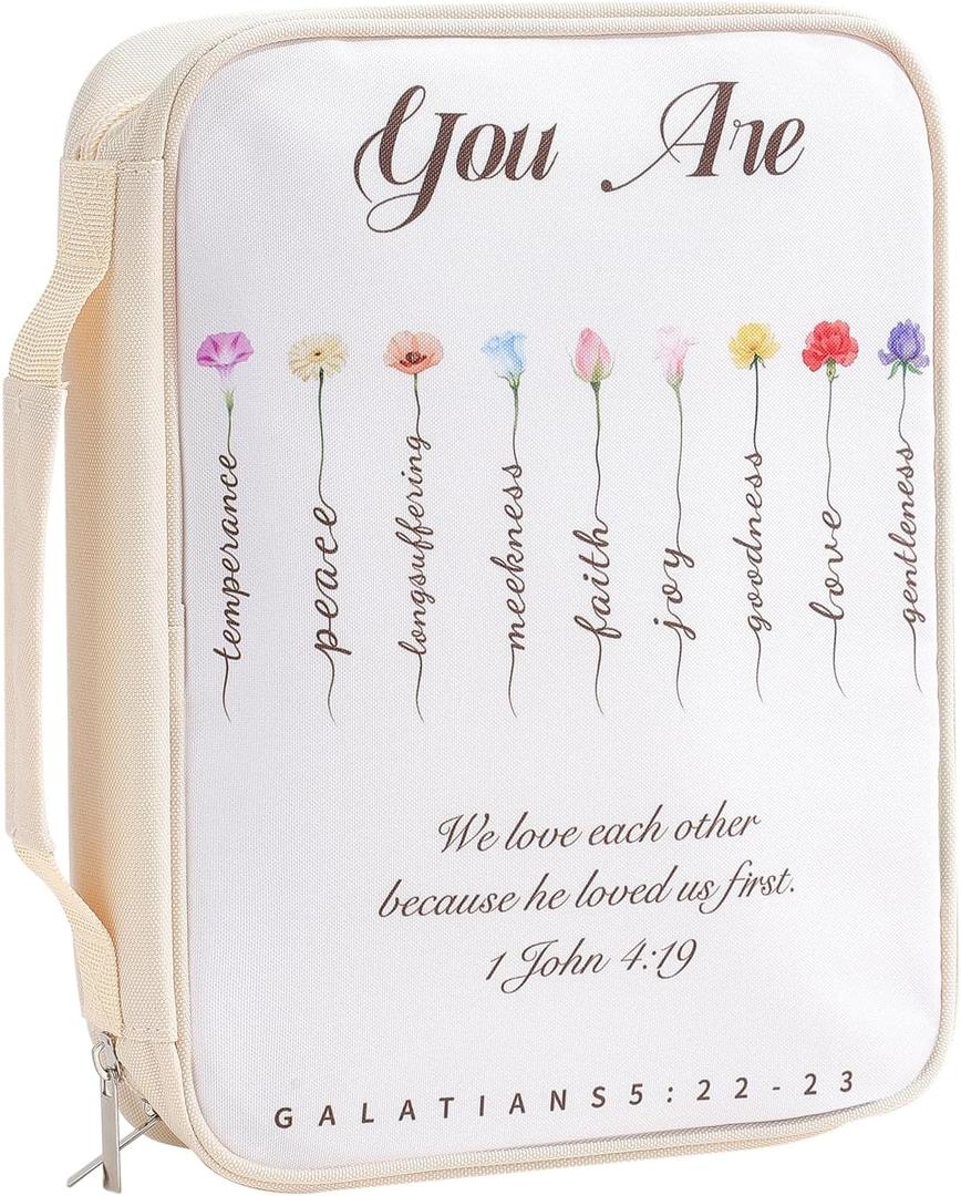 Girl's Bible Carrying Case, Large Bible Cover Case for Women, Bible Case with Zippered Pocket, Bible Bag for Girls Bible Study Supplies Accessories