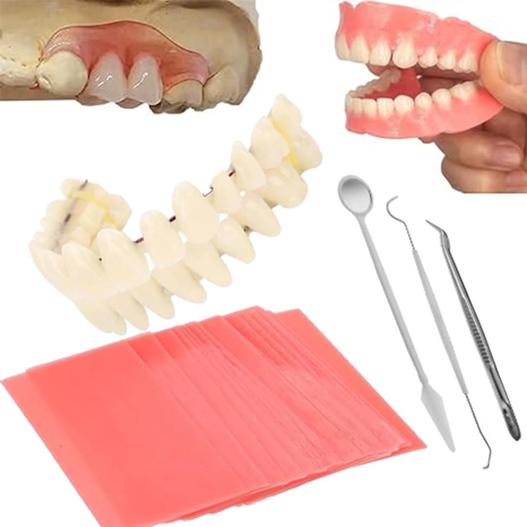 Denture Kit, Making Partial Dentures and Full Dentures Kit DIY Simulation Practice Making Denture Kit, Equipped with DIY Tool Kit and Temporary Teeth, Create Your Perfect Smile at Home