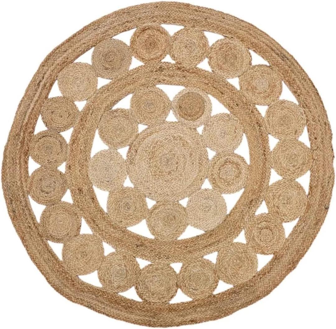 Indian Hand Braided Round Jute Rug (3X3 Feet)