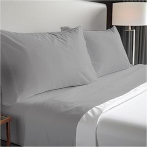 DwellStudio Luxe Comfort: 400TC Cotton Sateen Weave King Sheet 4 Pc Set - Extra Deep Pocket - Fits 18" Mattresses - Gray, King