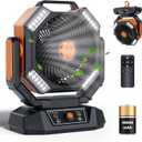 MORIKO 40000mAh Rechargeable Camping Fan,Battery Operated Portable Tent Fan with LED light, Remote Control, Hook, 270Pivot, Stepless Speed-Ideal for Camping, Picnic, Barbecue, Jobsite