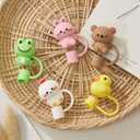 2 x 6-Pack Straw Covers Cap for Stanley Cup, Stanley Straw Caps Compatible with 40 oz Stanley Tumbler, Reusable Silicone Dust-Proof Straw Tips for Stanley Jug Drinking Straws Plug, Animals