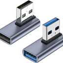 AreMe 90 Degree USB 3.1 Adapter 2 Pack, Left and Right Angle USB A Male to Female Converter Extender for PC, Laptop, USB A Charger, Power Bank and More