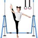 Foldable Gymnastics Bar, 5-Height Adjustable Gymnastic Bars for Kids at Home,Robust & Stable for Indoor/Outdoor Using,Weight Limit 140LBS
