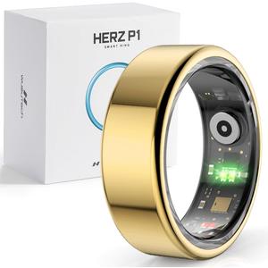 Herz P1 Smart Ring for Women & Men - (Size 10) 24/ 7 Health Metrics Fitness Ring, Tracks 20+ Biometrics, 6 Day Battery Life, Waterproof Stainless Steel, Free APP for iOS Android, No Subscription