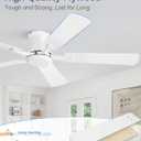 ZMISHIBO 52 Inch Ceiling Fan No Light, Flush Mount Low Profile, Modern White Ceiling Fan Without Light, Remote Control & Quiet DC Motor, for Indoor&Outdoor, Bedroom, Living Room