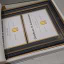 GraduationMall 14x20 Double Diploma Frame, Display 8.5x11 Certificate with Navy over Gold Mat,Tempered Glass,Black with Silver Beads