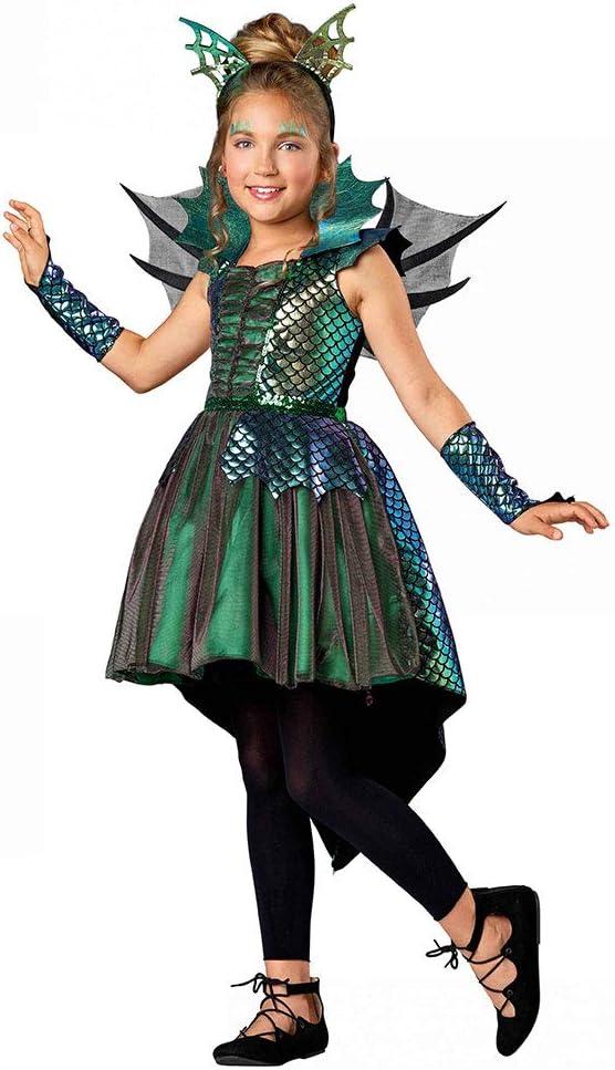 Seasons Halloween Girls Deluxe Dragon Costume (M(8-10))