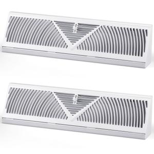 2 Pack 18 Inch Base-Board Register Vent Covers - White HVAC Diffuser for Floor/Wall Duct Openings - Cold Rolled Steel Air Vent Cover with Adjustable Airflow