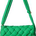 NAARIIAN Small Puffer Crossbody Bag for Women,Lightweight Quilted Woven Purse with Adjustable Strap,Crescent Shoulder Bag
