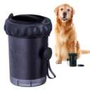2 x Dog Paw Cleaner Cup - Plastic Paw Cleaner for Dogs w/Silicone Lid, Soft TPR Bristles & Removable Brush - Ideal Dog Paw Washer for Outdoor & Indoor Use - Easy-to-Use Paw Scrubber for Dogs, Black
