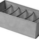 Organizer Box Underwear Organizer Breathable Foldable Fabric Storage Boxes Multi-compartment Sock Storage Box Large Capacity for Underwear Socks Bra, 6Grid