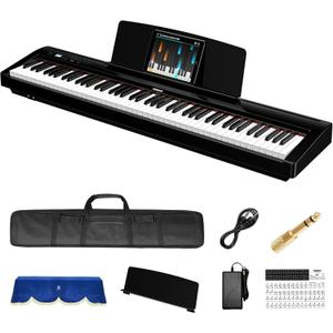 TERENCE P50 88 Key Weighted Keyboard Full Size Weighted Keyboard Piano 88 Keys with 2 * 25W Stereo Speakers,Digital Keyboard with Bluetooth,MIDI,Pedal,Audio/Video Recording,for Beginners and Advances