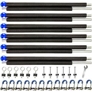 Universal Trampoline Enclosure Poles Replacement Kit  6 Straight Poles & Hardware for 10, 12, 14, 15FT Trampoline Frames