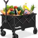 Collapsible Foldable Wagons with Wheels, Lightweight Wagon Cart with Large Capacity for Grocery,Gardening,Camping,Shopping,Black
