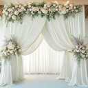 6 Panels 5x12ft Ivory Backdrop Curtains for Parties, Wrinkle Free Polyester Ivory Photo Backdrop Drapes 12 ft Long Back Drop Cloth for Wedding Birthday Photography Background Party