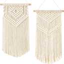Dahey Small Macrame Wall Hanging 2 Pcs Woven Tapestry Wall Art Decor - Beautiful for Boho Home Bedroom Dorm College Classroom Decor, Apartment, Nursery, Party Decorations, 16.5" L x 10" W and 17.5"x 10"W