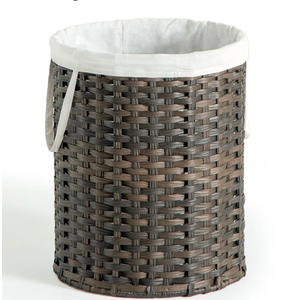 Laundry Basket, Handwoven Rattan Laundry Hamper, No Install Needed, 26.5 Gal (100L) Round Clothes Hamper with Removable Bag & Handles, Foldable Storage Basket for Bedroom