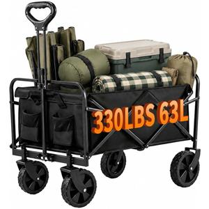 Compact Folding Wagon Cart, Collapsible Utility Wagon with Side Pockets
Portable Design, 330 lb Max Load for Groceries, Garden, Park, Sports & Everyday Hauling