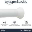 Amazon Basics No Drill Spring Tension Curtain Rod, Adjustable Length 36-54", Classic Finial, White