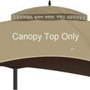 Replacement Gazebo Canopy Top Cover for 10 x 12, Double Tiered Waterproof Canopy Roof for Lowe's Allen Roth Gazebo #GF-12S004B-1 (Khaki)