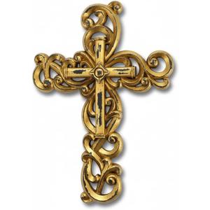 Comfy Hour 12" Ornate Wall Hanging Cross, Gold Antique Style Religious Decoration, Artisan Finished Hollow Out Resin Plaque for Home Office Sanctuary, Traditional Wall Art, 1 Piece