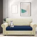 ZNSAYOTX Stretch Cushion Covers Sofa Cushion Couch Seat Covers Slipcovers Soft Replacement Unique Pattern Furniture Protector with Elastic Bottom (Navy, 1 Pc 3-Seat Cushion Cover)