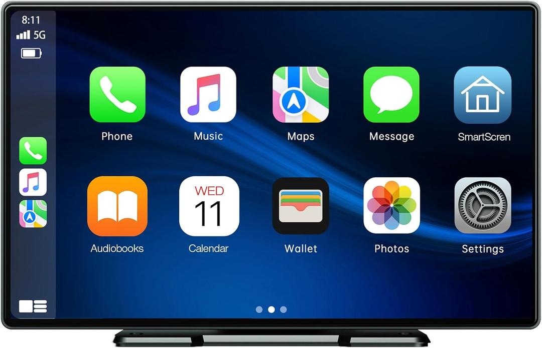 LAMTTO 9 Inch Wireless Car Stereo with Apple Carplay,Portable Touch Screen GPS Navigation for Car,Car Audio Receivers with Bluetooth,Android Auto,Airplay,AUX/FM,Screen for All Vehicles, Black