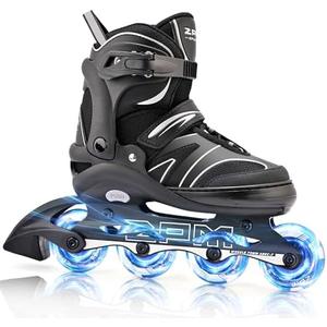2PM SPORTS Kids Adjustable Inline Skates Ages 4-12, Youth Inline Skates for Girls Boys 5-8 8-12 with Full Light Up Wheels, Beginner Women Adult Skates
