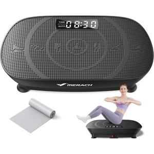 MERACH Vibration Plate Exercise Machine, Whole Body Workout Equipment for Women, Bluetooth and Silicone Pedal, Vibration Plate with Auto Mode, Vibrate Fitness Platform for Home (Black)