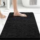 Bcoimo Bathroom Rugs 24x17, Bath Mats for Bathroom Non Slip with Rubber Backing,High Absorbent Microfiber Bath Rugs Quick Drying, Machine Washable, Durable Decor, Black