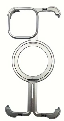 Hard Case with Mech-Inspired Metal Skeleton, Military-Grade Aluminum Metal Case, MagSafe Compatible with 360° Rotating Stand, TPU Shock Protection (Silver, iPhone 17 Pro Max)