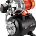 VEVOR 1.6 HP Shallow Well Pump with Pressure Tank, 120V 1320 GPH, Stainless Steel Irrigation Jet Pump with 5-Gal Pressure Tank, Automatic Water Booster System, for Home Garden Lawn, Potable Water