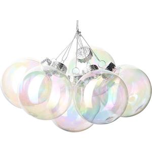 12Pcs 3.15inch Transparent Iridescent Shatterproof Plastic Ball Ornaments, Suitable for DIY Crafts Gift, Elegant Homes or Festival Displays,Weddings Birthday Party and Christmas Decorations