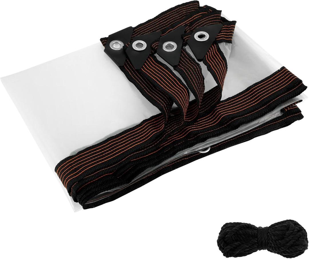 US Chicken Coop Cover Waterproof Chicken Run Tarp Reinforced Edges Coop Covering Easy to Install Clear Run Tarp with Rope for Outdoors Sheds Gardens(M)