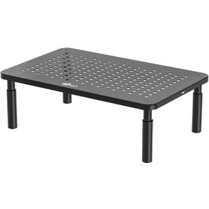 WALI Computer Monitor Stand for Desk, Adjustable Laptop Riser, Desk Monitor Stand Underneath Storage for Office, Home, School Supplies (STT003), 1 Pack, Black (Basic)