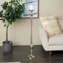 Deco 79 Aluminum Metal Decorative Candle Holder Floor Candle Stand, Candlestick Holder 7" x 7" x 44", Silver