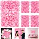 4 Pack 24"x16" Flower Wall Panel Set, Artificial Flower Backdrop, 3D Silk Pink Hydrangea Floral, Wall Decorative Faux Flower for Photo Centerpieces, Home Party Wedding Decoration