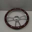 Universal Racing Steering Wheel 14 Inch 6 Bolt Silver Aluminum 3 Spoke Muscle Style Steering Wheel with Horn Button for Racing/Rally/Motor sports Rivet (Brown)