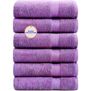 100% Cotton Bath Towels, 24x48 Pack of 6 Towels, Quick Dry, Highly Absorbent, Soft Feel Towel, Gym, Spa, Bathroom, Shower, Pool, Luxury Soft Towels (Light Purple, 24x48-6 Pack)