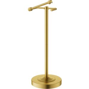 Freestanding Toilet Paper Holder Stand, 4.57 LB Weighted Base Toilet Paper Stand with Pivoting Arm, 304 Stainless Steel Floor Toilet Roll Holder No Drilling, 25.6 Inch, Gold