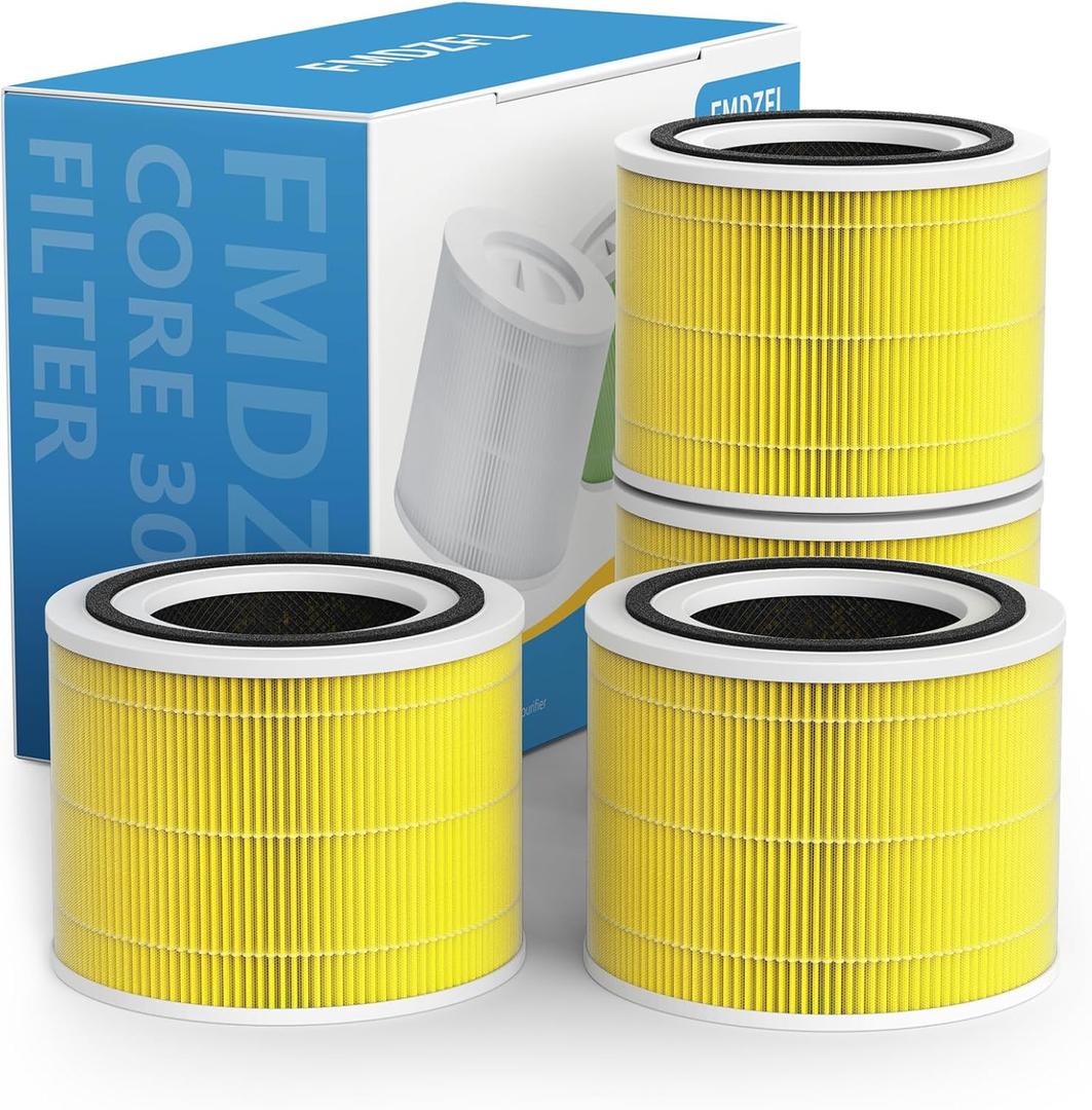 Core 300 Replacement Filter Compatible with LEVOIT Core 300 Core 300S VortexAir Purifier, 3-in-1 Pre-filter, H13 Grade True HEPA and Activated Carbon Filter, Core 300-RF-PA, 4-Pack